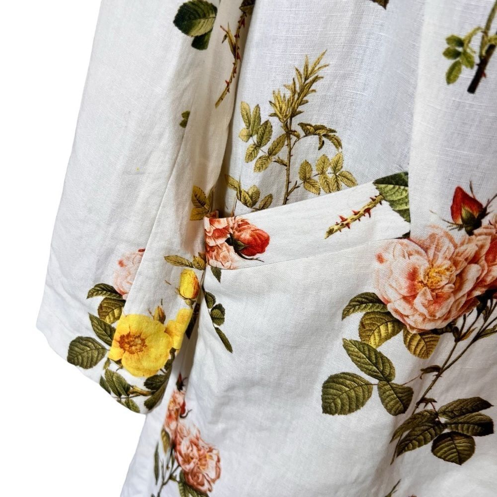 Anthropologie Payal Pratap Floral Longline Linen Blazer Jacket - Picture 7 of 13